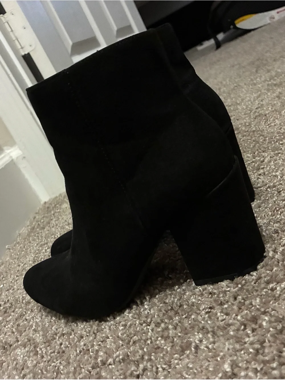 Fashion Nova Black Pointed Ankle Booties with Gold Zipper